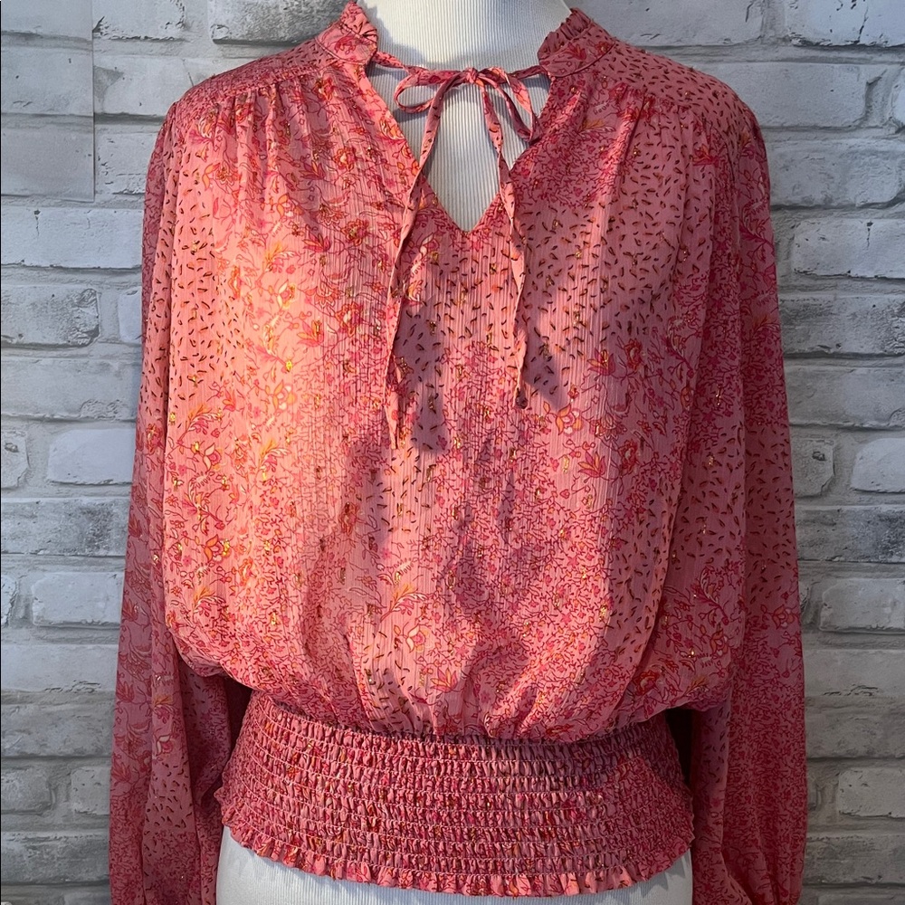 Chic Pink Floral Women's Blouse